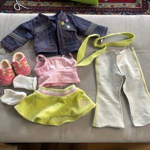American girl doll clothing - pink and green casual